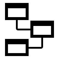 Flow design containing interconnected boxes representing a model